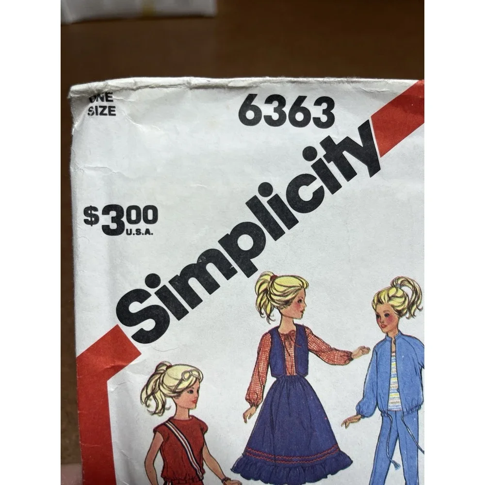 Simplicity 6363 Pattern Doll Clothes Size 11.5 And 12.5 Inch Dolls Like Barbie